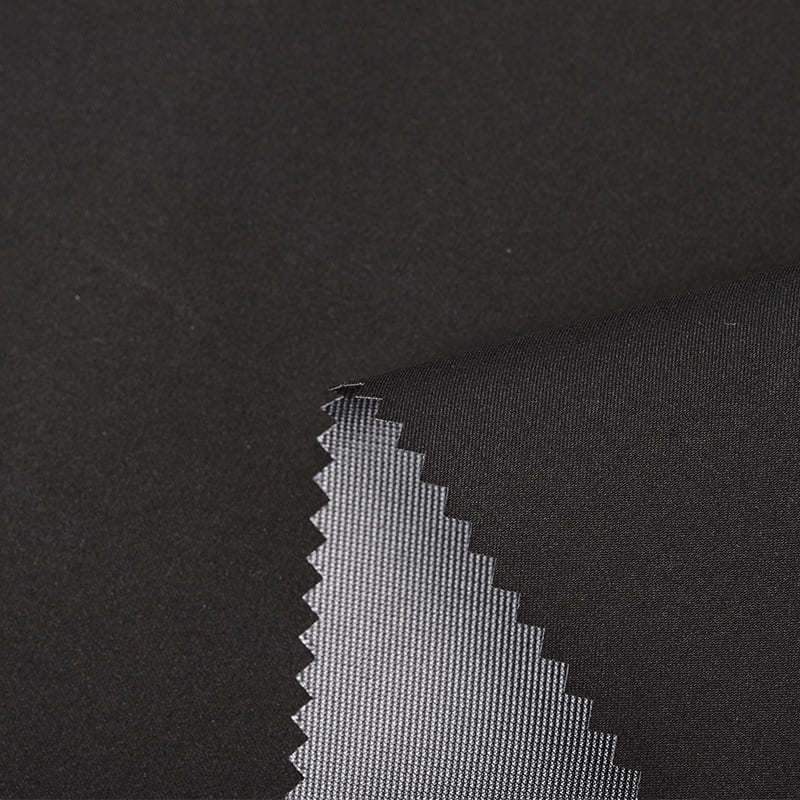 Twill high spandex pongee+tpu white film+30D tricot