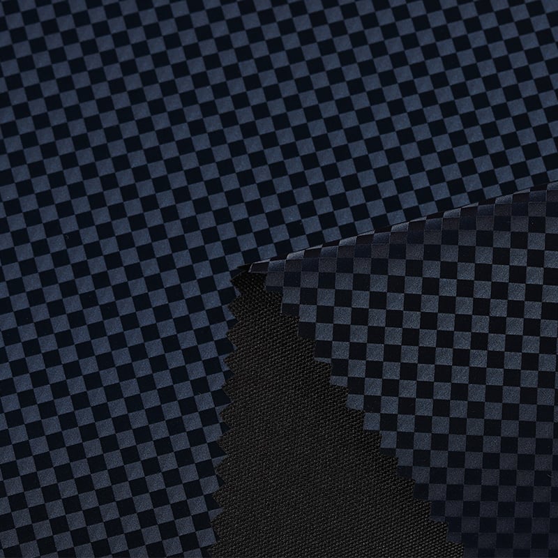 Chessboard two-colored pu leather impression fabric