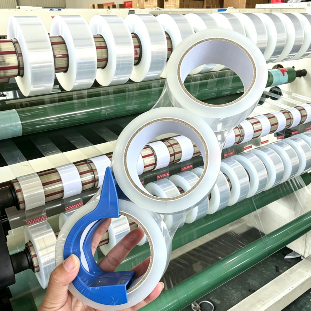 Metal Handheld Tape Dispenser with Clear Packing Tape, Heavy Duty Box Sealing Tape Cutter Set for Shipping, Packaging, Moving & Warehouse