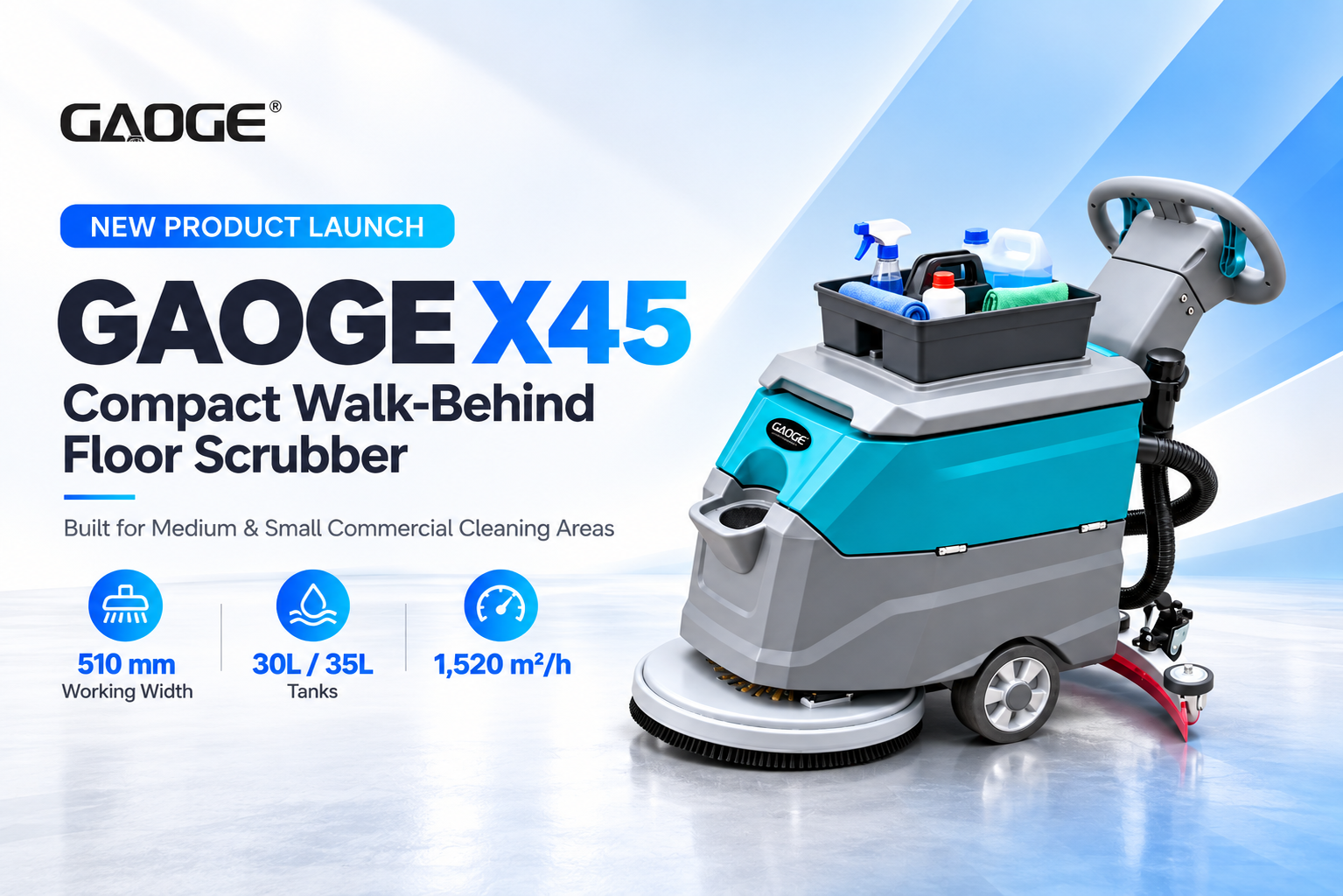 New Product Launch: GAOGE X45 Compact Walk-Behind Floor Scrubber for Commercial Cleaning