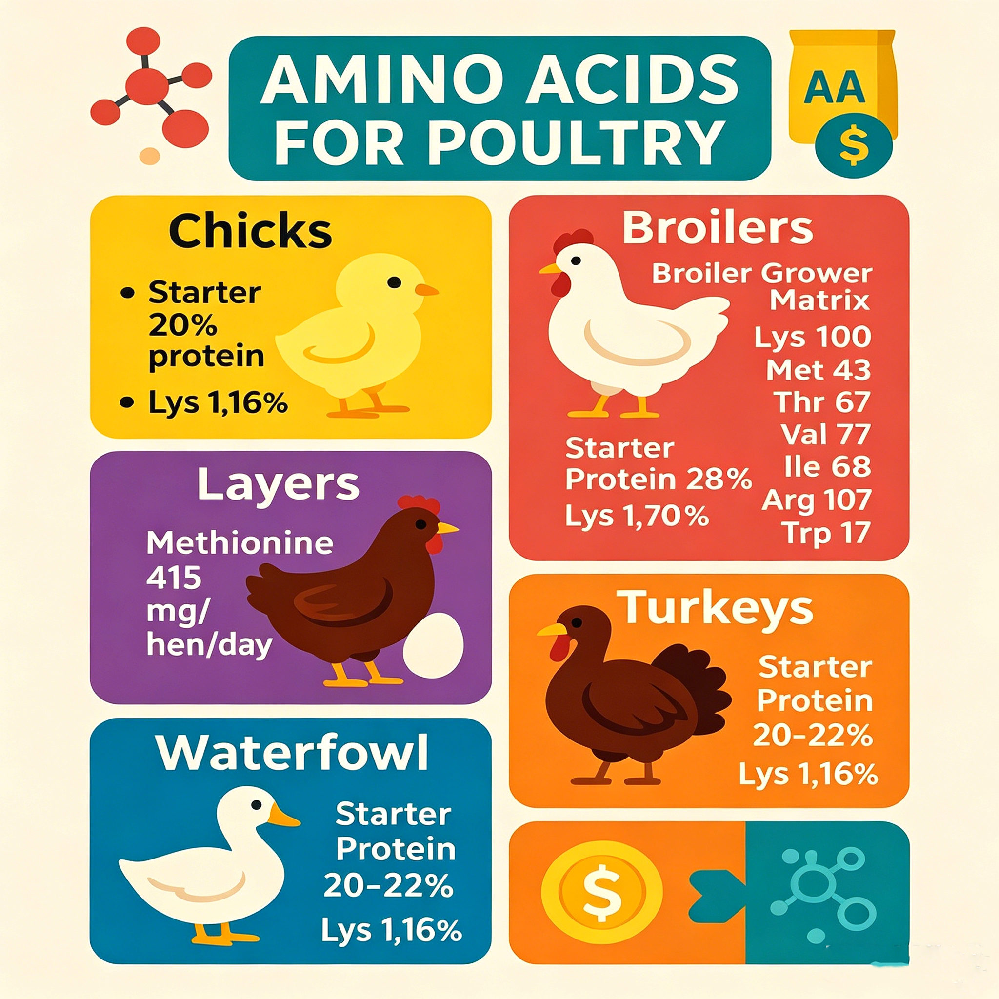 Amino Acids: Essential and Limiting Amino Acids for Chickens