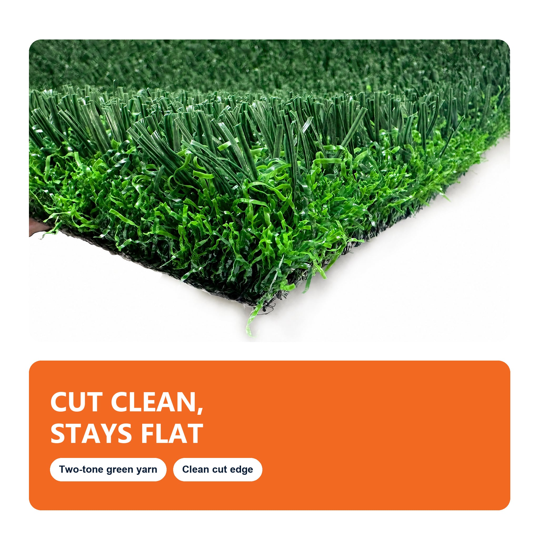 MCG Non-Infill Artificial Turf, No Shock Pad, No Silica Sand, No Rubber Granules, 6000-Cycle Wear Tested to FIFA BASIC Standards, Recyclable