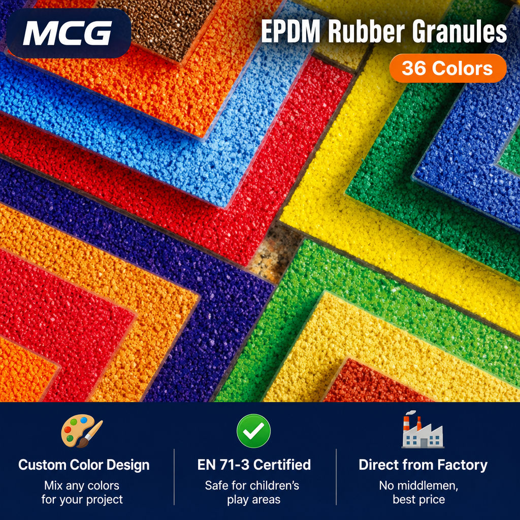 MCG Where to Buy EPDM Rubber Granules Wholesale | Playground Safe Colorful Crumb | Factory Direct OEM