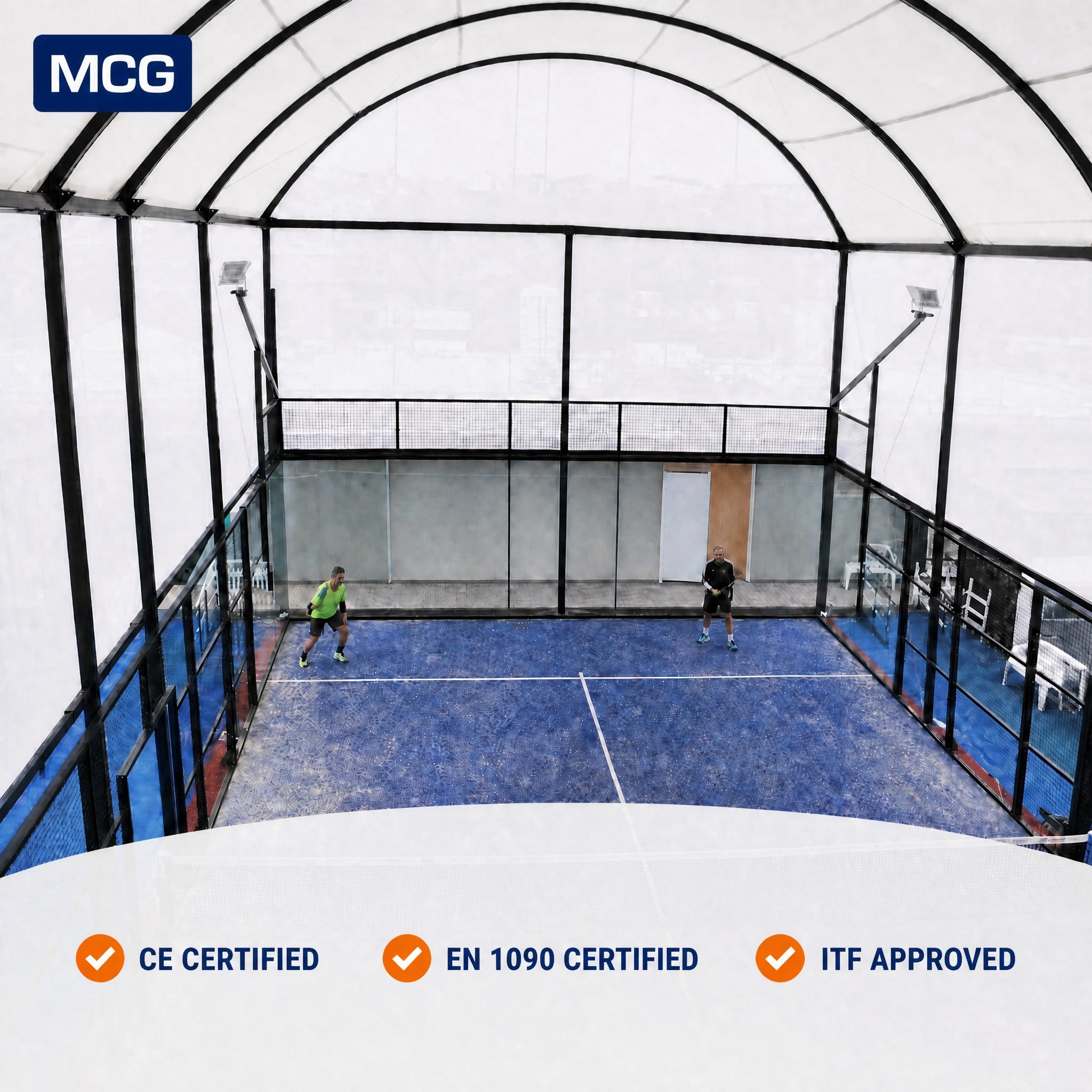 All-Weather Covered Padel Court with PVDF Canopy Roof | Q235 Galvanized Steel Structure | CE Certified | OEM/ODM Factory Direct