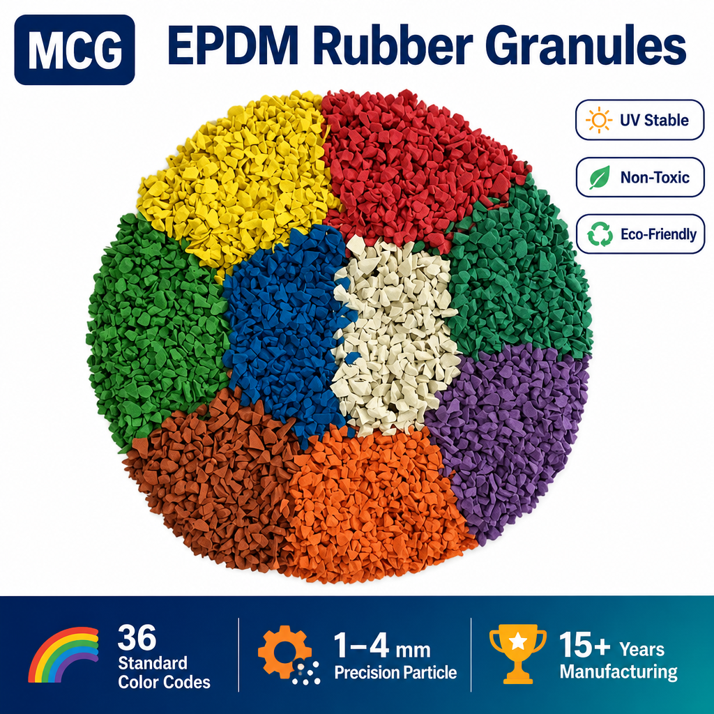 MCG EPDM Rubber Granules for Playground & Sports Flooring | Factory Direct | CE REACH | Custom Size & Color