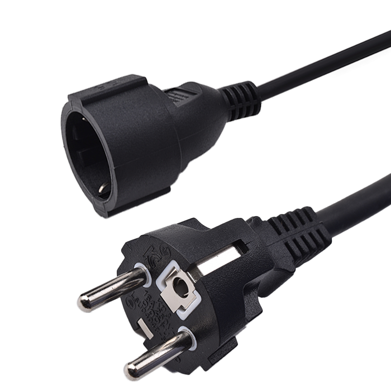 steker Schuko Sertifikat CE VDE 16A 250V ke Soket H05VV-F 1,5 mm² untuk Penggunaan Luar Ruangan, Tahan Air IP54