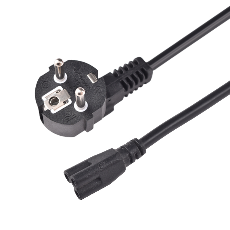 Kabel Daya Plug Schuko KC Korea ke IEC C7, 2 Pin, Bentuk Angka 8, untuk Perangkat Audio-Video, Bersertifikat CE dan VDE, Dukungan OEM