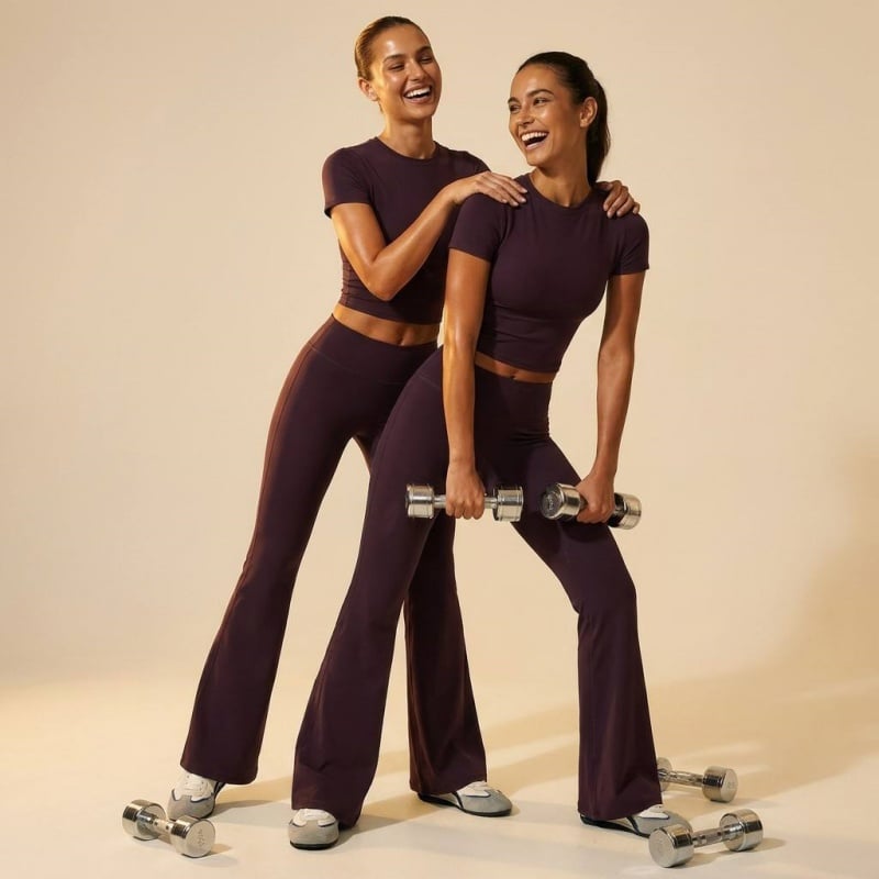 Cropped Active Tee & Flare Leggings Set