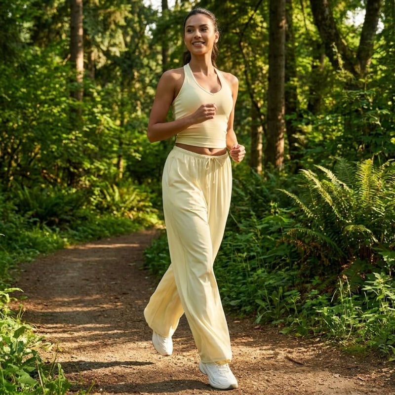 Halter Active Top & Wide Leg Pants Set