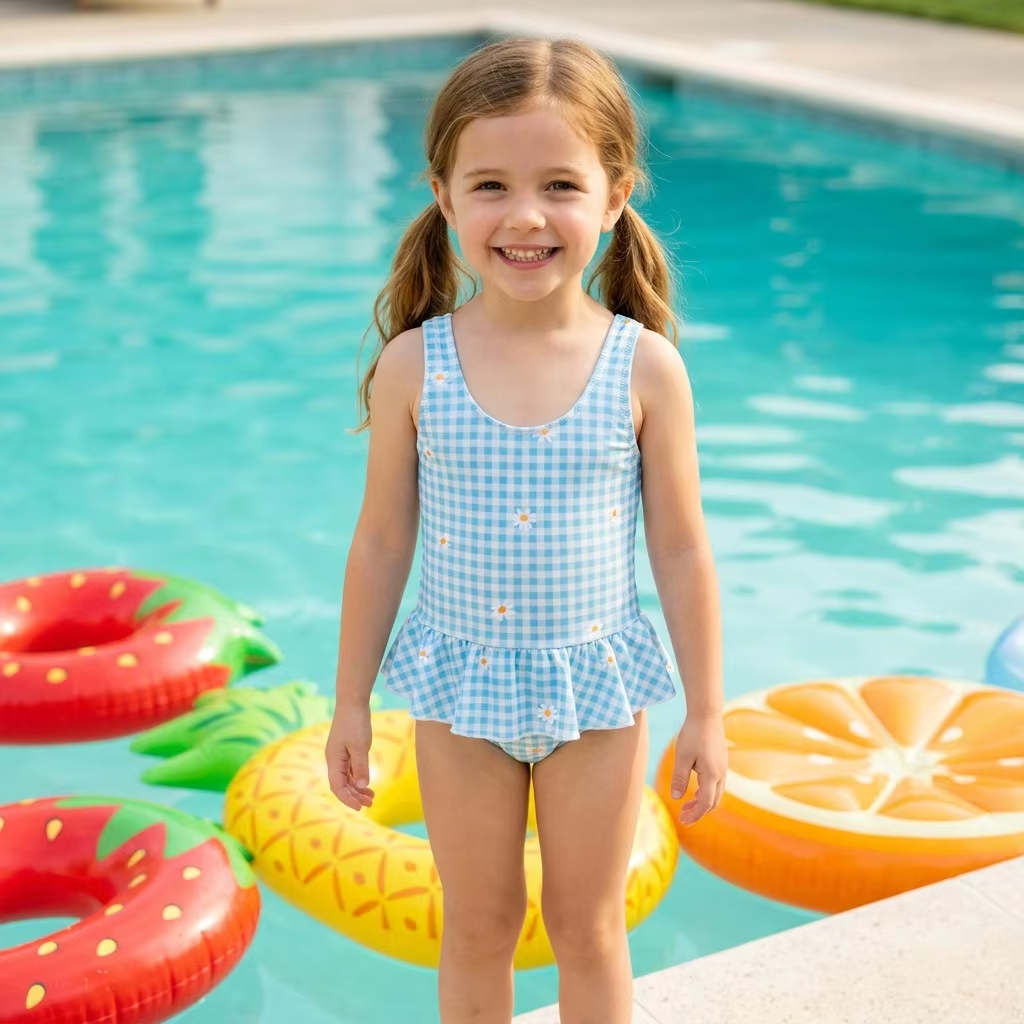 Girls' ruffle trim One-Piece Swimsuit
