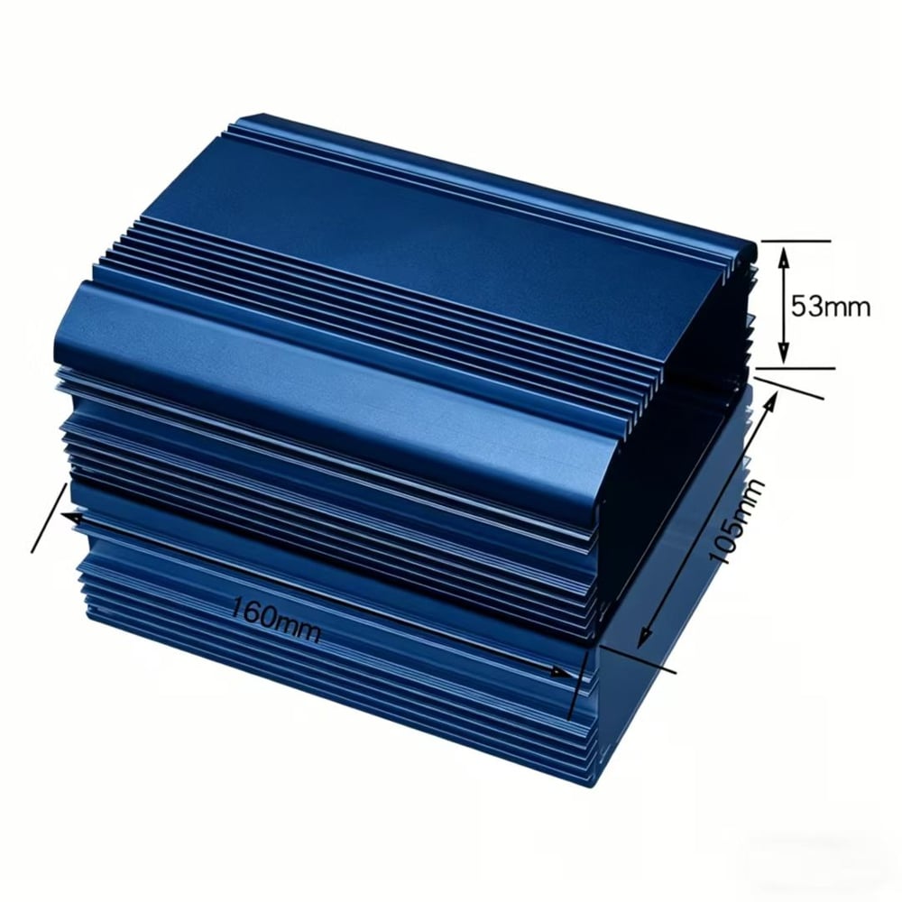 Extruded aluminum enclosures for LED drivers with heat dissipation fins IP65 sealing and custom length cutting service