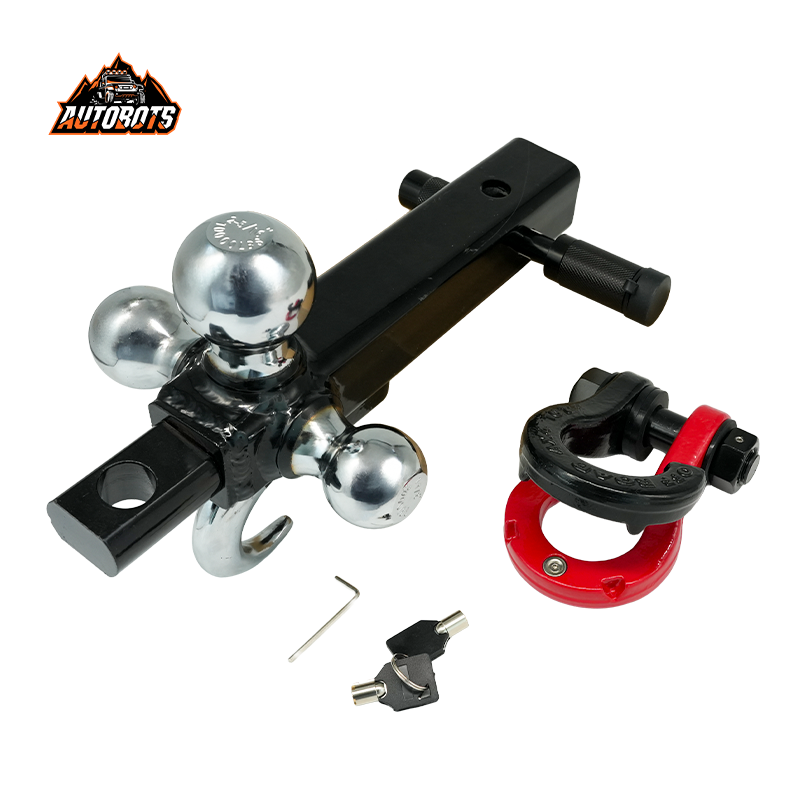 Swivel Tri Ball Hitch Mount With Tow Shackle For RV Boat Trailer 2 Inch Receiver
