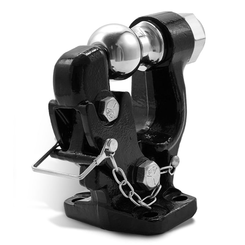 10-Ton Pintle Hook Combo 2-5/16 Hitch Ball 22000 lbs Forged Steel Mounting Kit