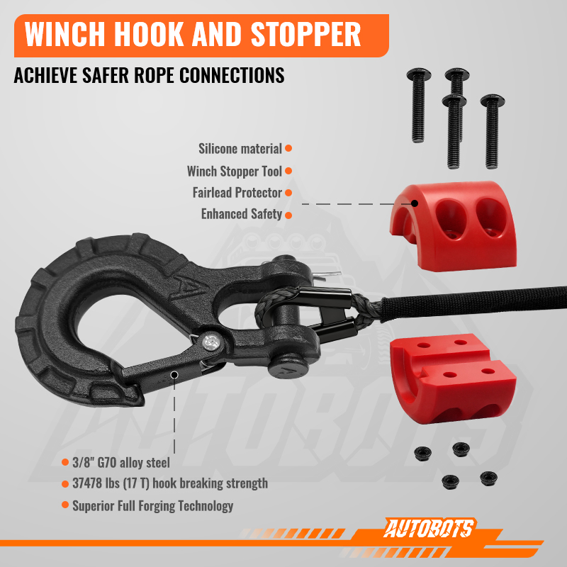 4 winch rope with hook stopper off road recovery kit-6