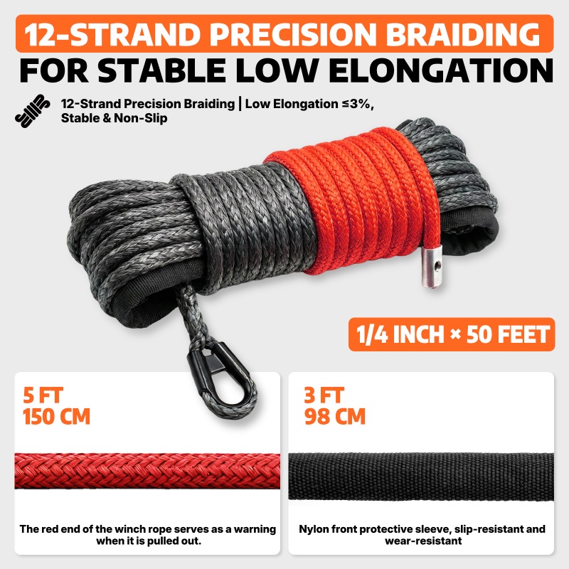 4 inch synthetic winch rope 50ft uhmwpe 7200lbs heavy duty offroad for atv utv-5