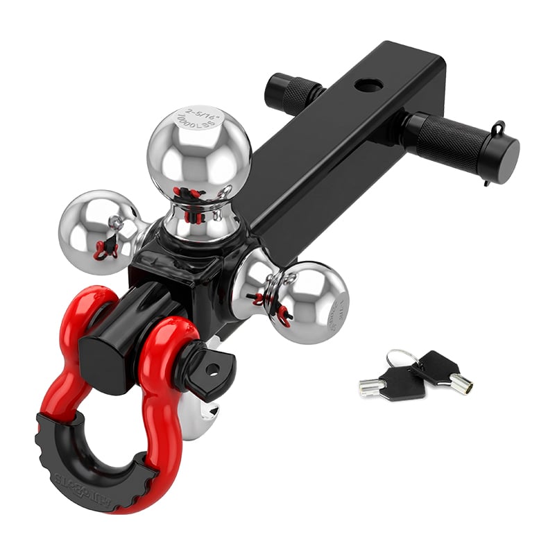 Adjustable Triple Ball Trailer Hitch - 2" Receiver Heavy Duty Towing