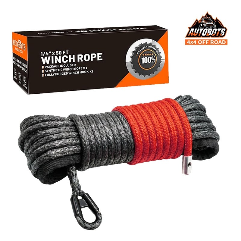 1/4 Inch Synthetic Winch Rope 50FT UHMWPE 7200LBS Heavy Duty Offroad For ATV UTV