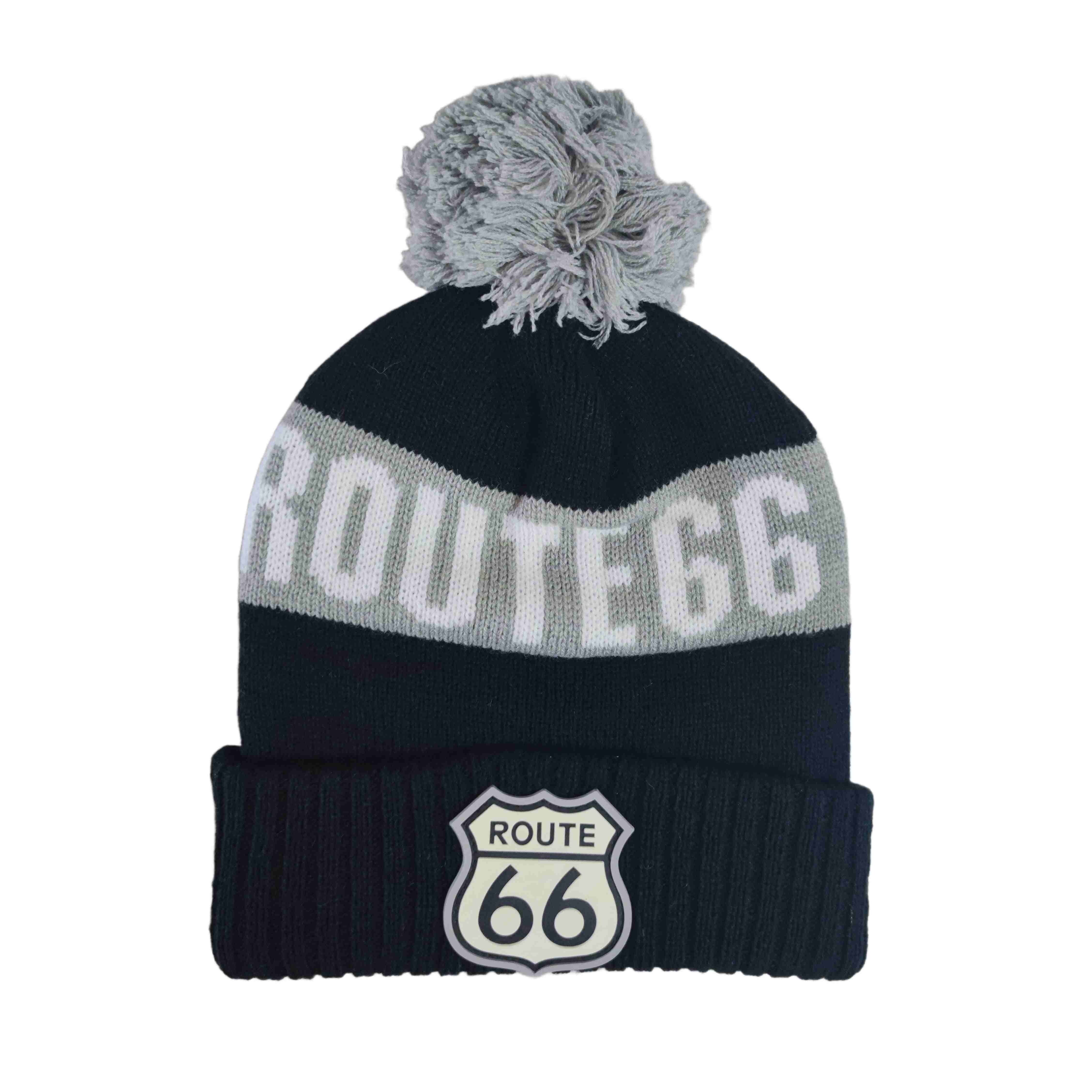 Premium Whoesale - Custom 100% Acrylic Wool Pom - Pom Jacquard Beanies for Winter warm - Rubber patch on the cuff