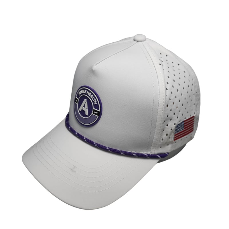 Factory Custom rope hat 5 Panel Unisex Golf Hat rubber patch  Polyester/Nylon Blend, Waterproof, Laser Cut Holes & Plastic Snapback