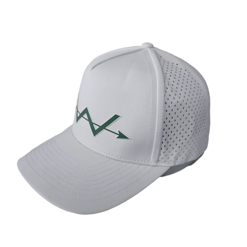 Factory-Custom 5-Panel Golf Hat - Quick-Dry Breathable Polyester with Laser Cut Holes, Perforated Mesh Back & Logo Rubber Patch