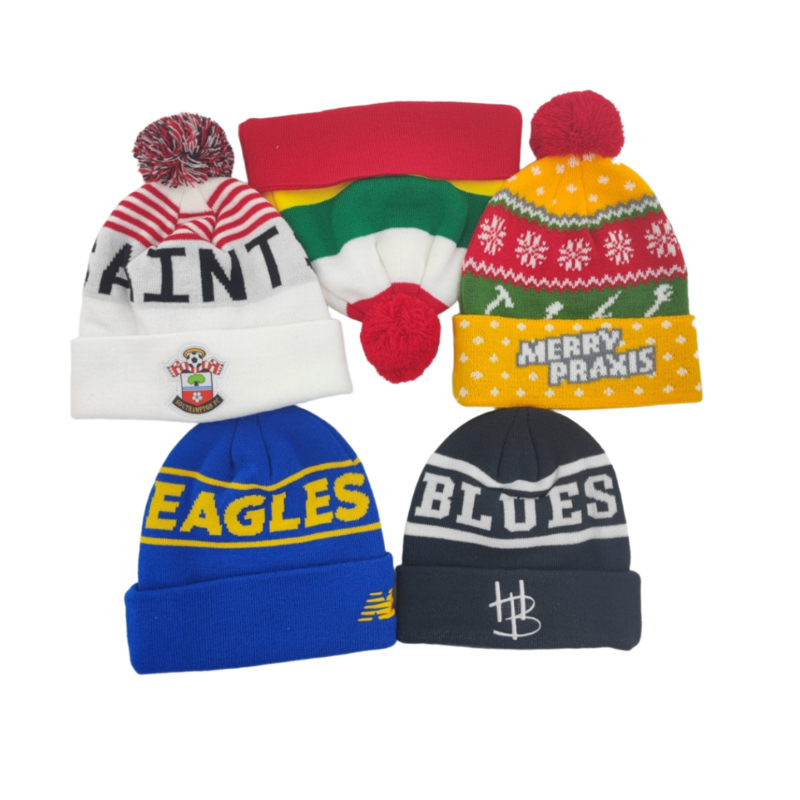 Factory - Custom 100% Acrylic Wool Pom - Pom Jacquard Beanies for Winter warm - Cuff - Embroidery for Casual Style