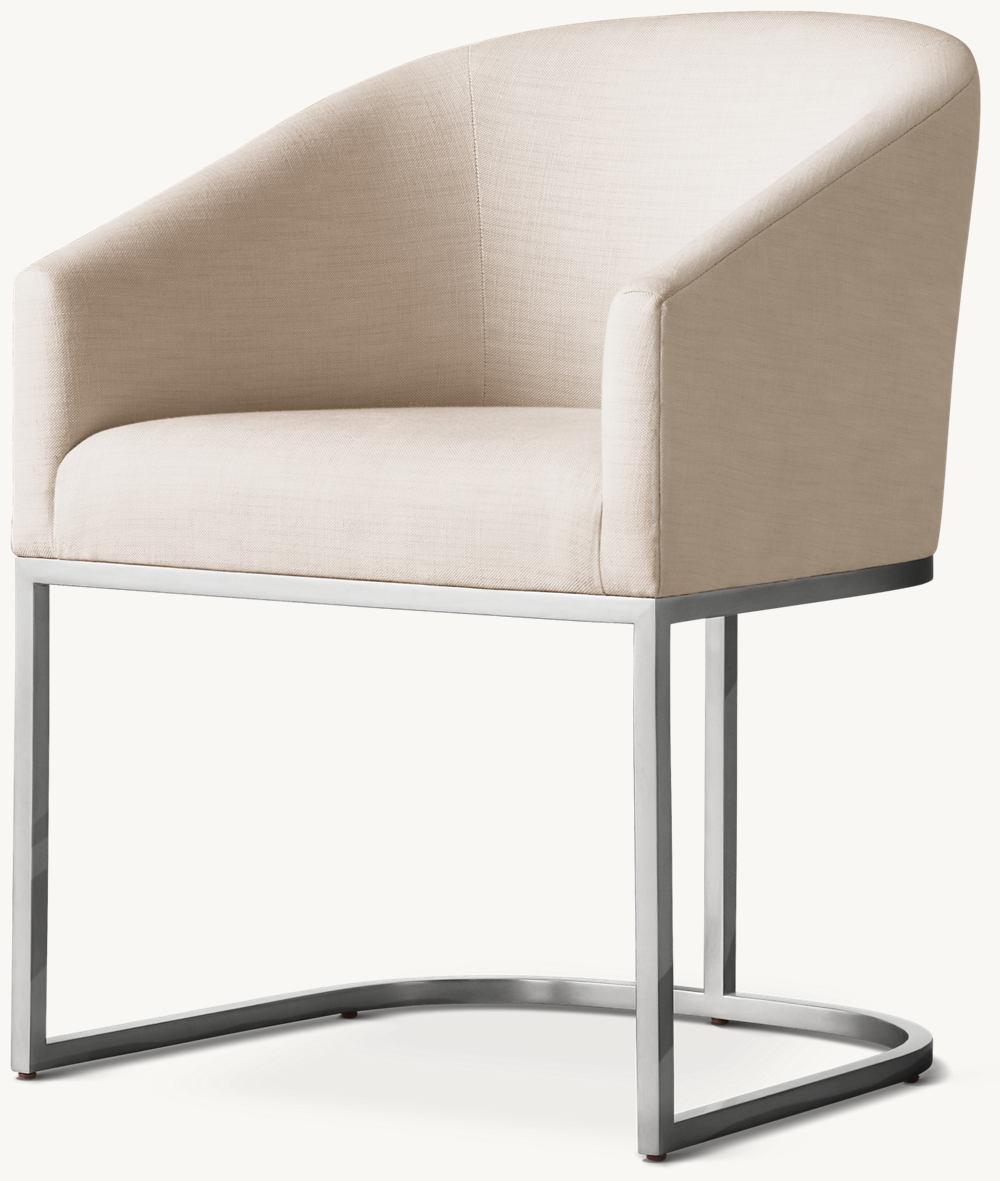 Emery Barrelback Slope Arm Dining Chair — Upholstered Postmodern
