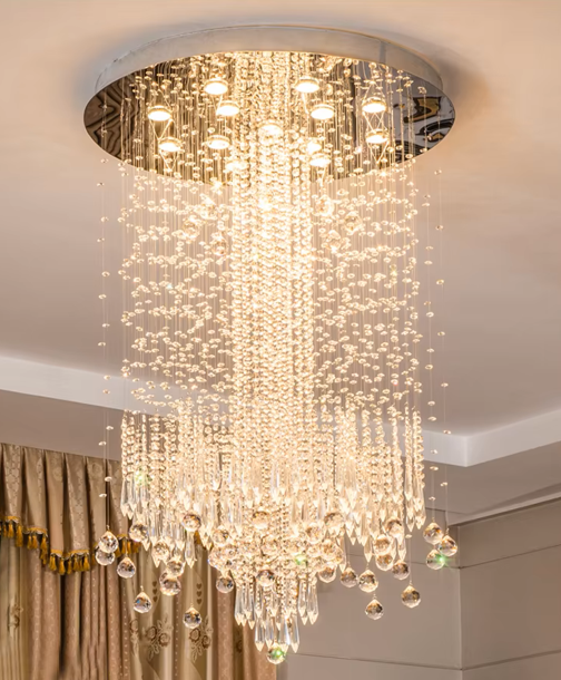 Modern Chandelier lighting low ceiling beads chain luxury lighting k9 crystal chandelier for hotel ETL82103 details