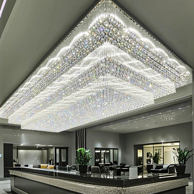 Luxury Crystal LED Chandelier – Custom Ceiling Light Fixture for Villa, Hotel Lobby & Banquet Hall factory