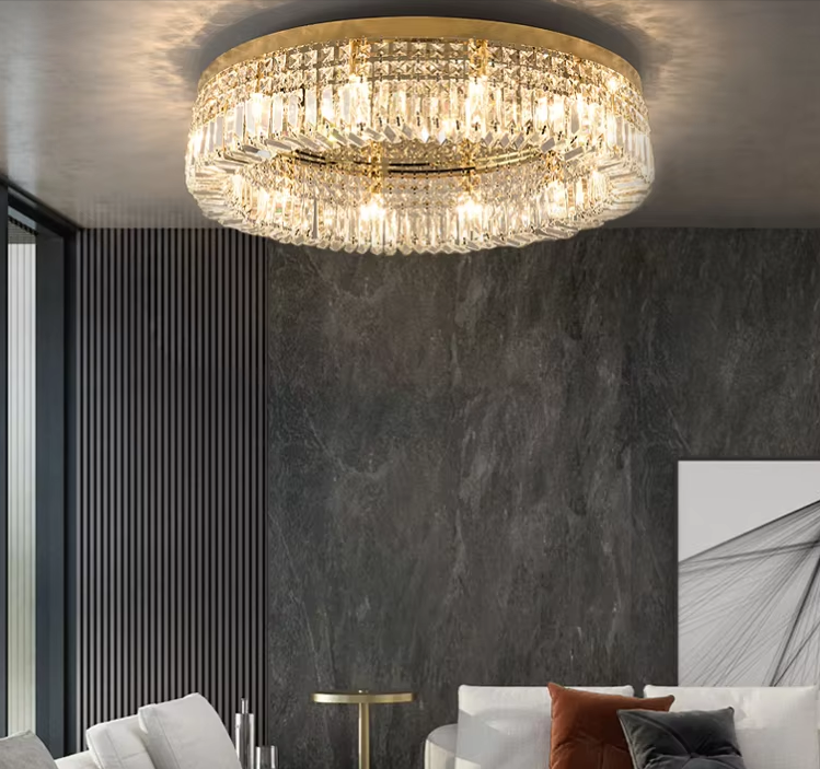 Modern round crystal ceiling lamps for bedroom ETL60449 details
