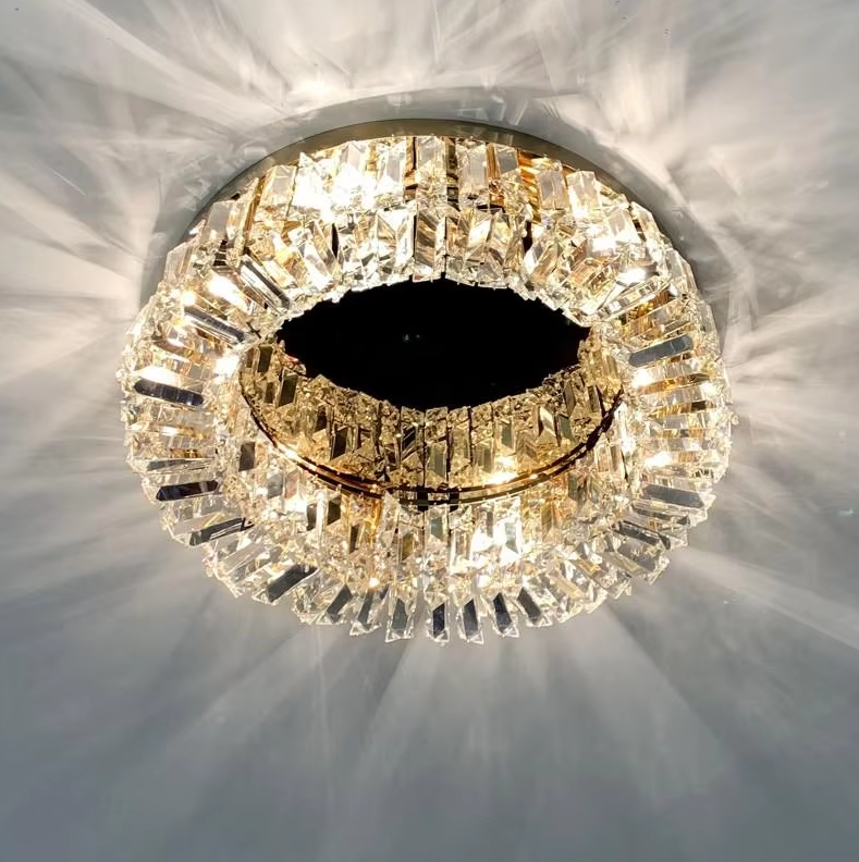 Modern round crystal ceiling lamps for bedroom ETL60449 details