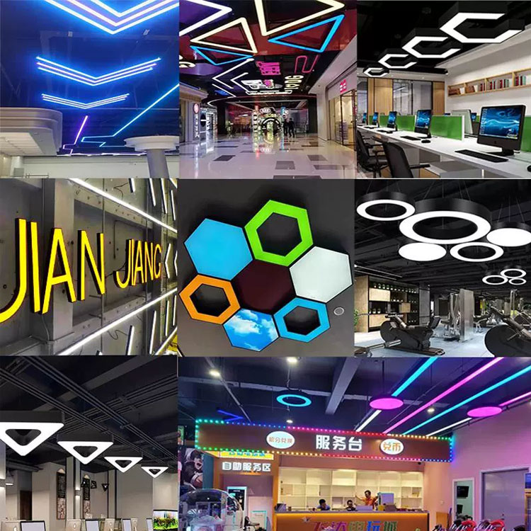 Indoor 60CM Hexagon LED Chandelier – IP20 Linear Pendant Lamp for Home, Office, Supermarket & Commercial Lighting factory