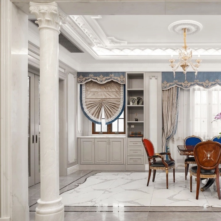 Customized Calacatta White Marble Columns – Handcrafted Sculptures for Hotel Lobby Decoration manufacture