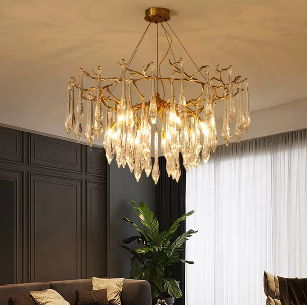 Modern French crystal lamp Golden tree branch chandelier luxury pendant lamp ETL89100104 factory