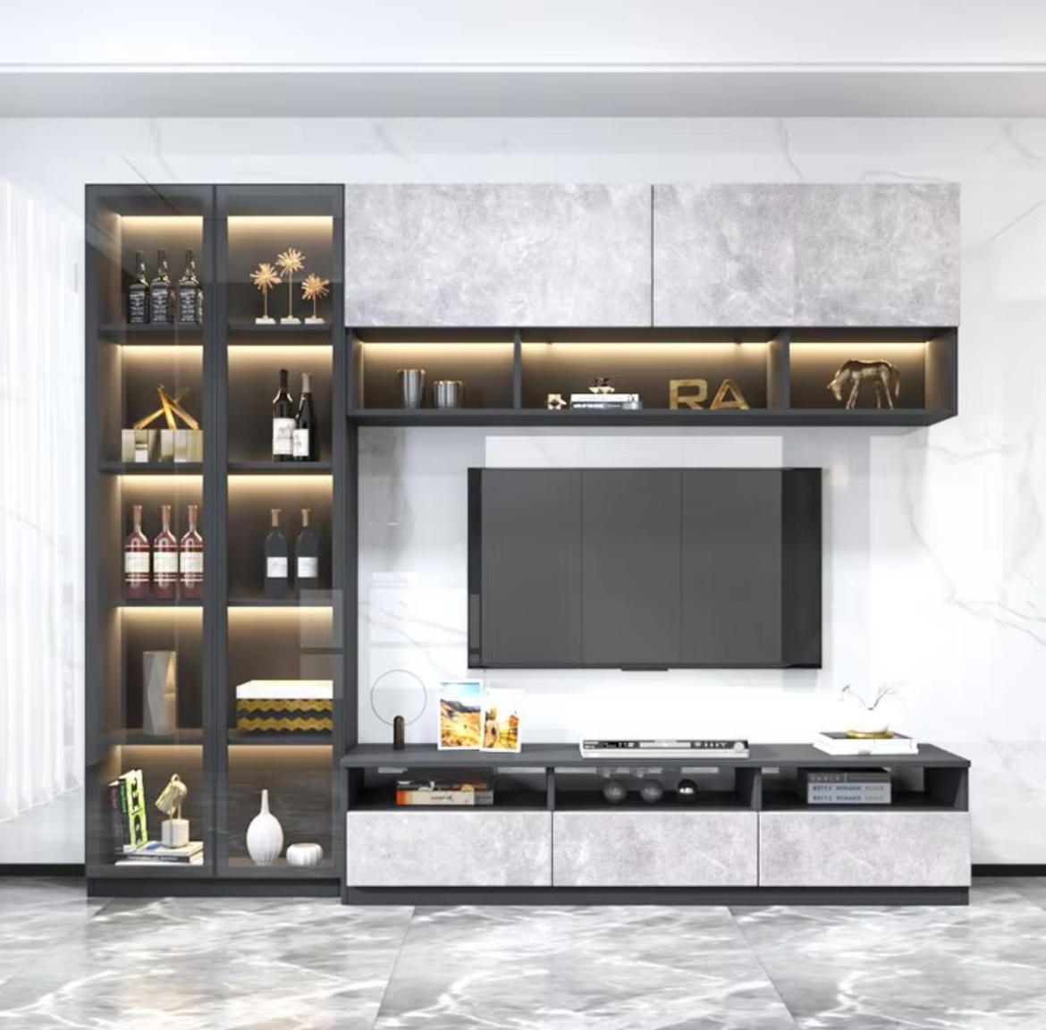 Luxury Custom TV Stand  Modern Living Room Cabinet  One-Stop Home Furniture Solution manufacture