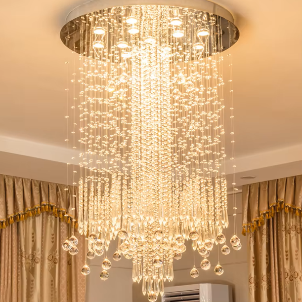 Modern Chandelier lighting low ceiling beads chain luxury lighting k9 crystal chandelier for hotel ETL82103 details