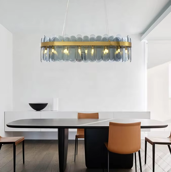 Modern glass chandelier ring flower pendant lamp smoky grey high-grade lamps ETL8910067 details