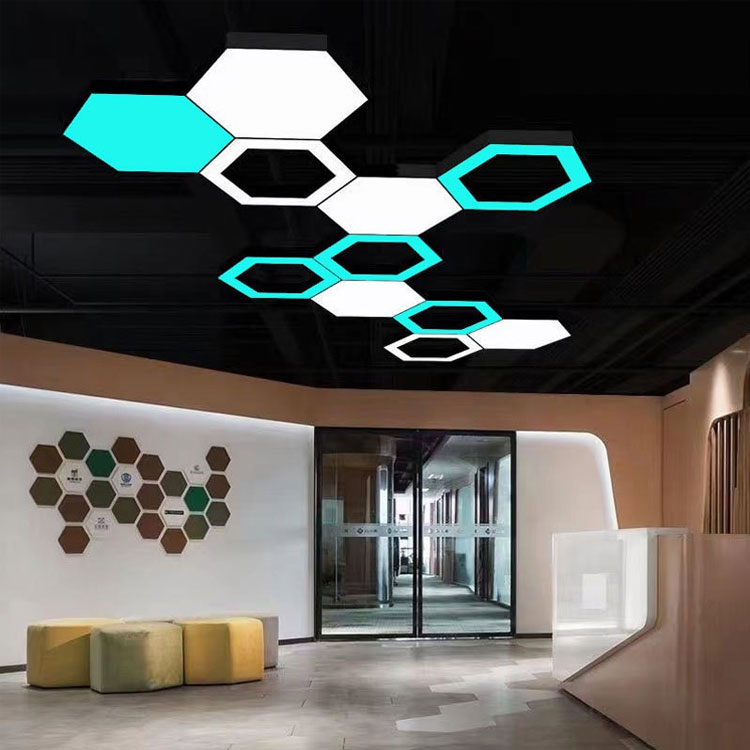Indoor 60CM Hexagon LED Chandelier – IP20 Linear Pendant Lamp for Home, Office, Supermarket & Commercial Lighting details