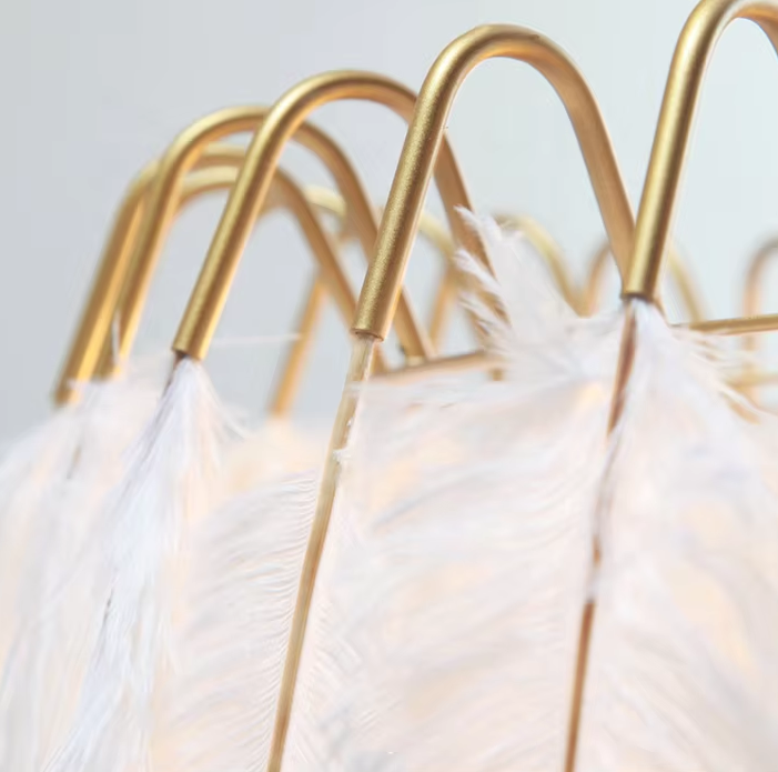 Designed Led Feather Chandelier Lamp white feather Pendant Lamp ETL89077 details