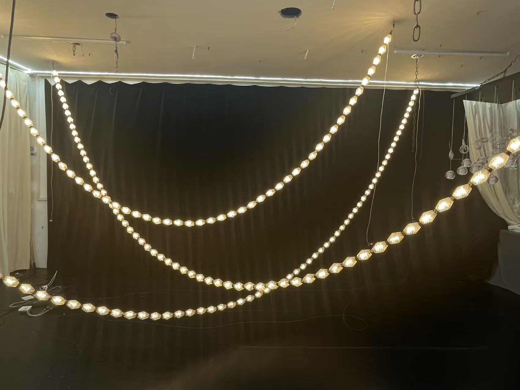 Custom Project Hotel Living Room Stair LED Hanging Lamp Luxury Long String Metal Crystal Chandelier Pendant Light factory