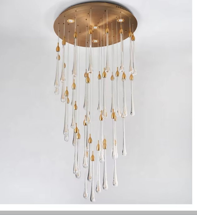 Meteor shower glass chandelier lighting high ceiling drop lights stair chandelier modern pendant light ETL8910036 factory