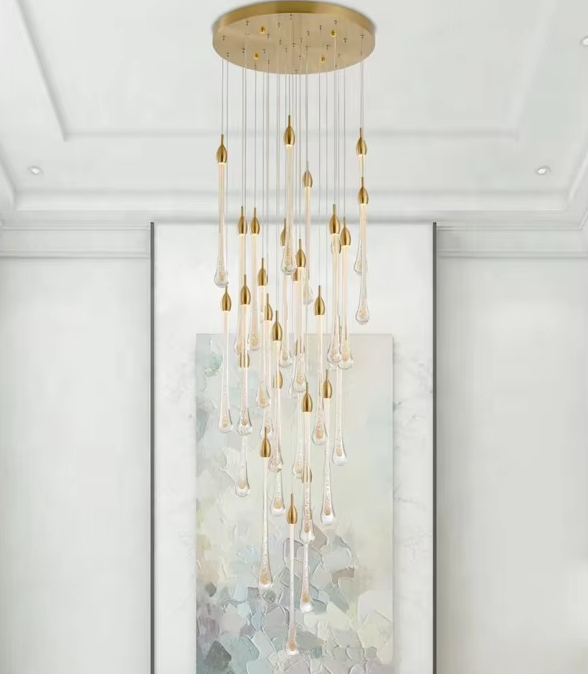 Meteor shower glass chandelier lighting high ceiling drop lights stair chandelier modern pendant light ETL8910036 manufacture