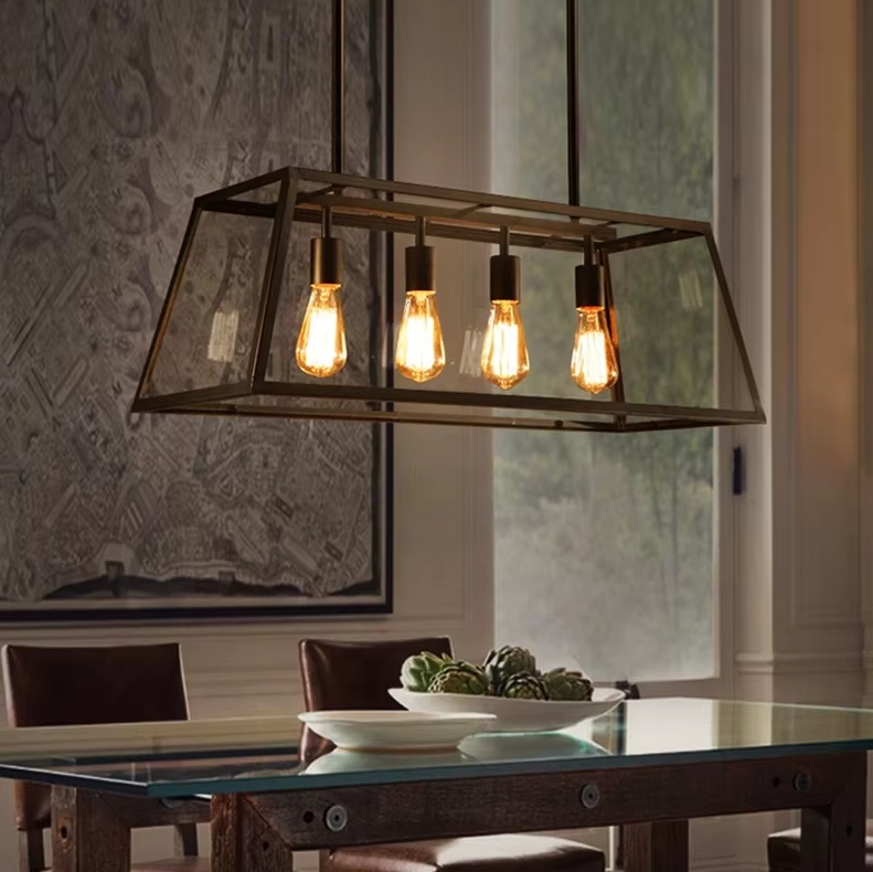 American Black vintage Iron Net Pendant Lamp for Home Hotel ETL89075 details