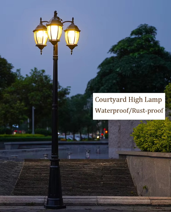 European Style Lawn Waterproof Garden Lamp High Pole Villa Outdoor Courtyard Garden Lighting factory