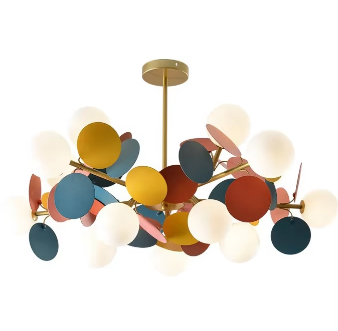 Nordic modern pendant light color big chandelier lighting glass ball pendant light ETL891117 manufacture