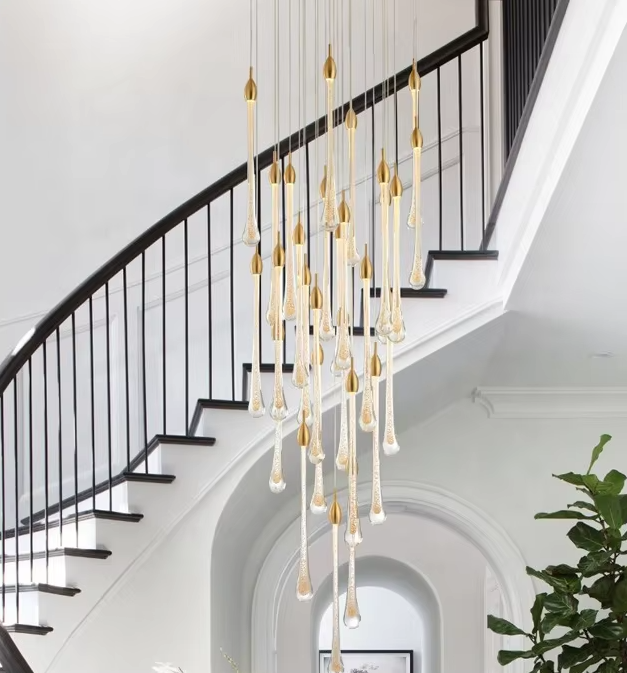 Meteor shower glass chandelier lighting high ceiling drop lights stair chandelier modern pendant light ETL8910036 manufacture