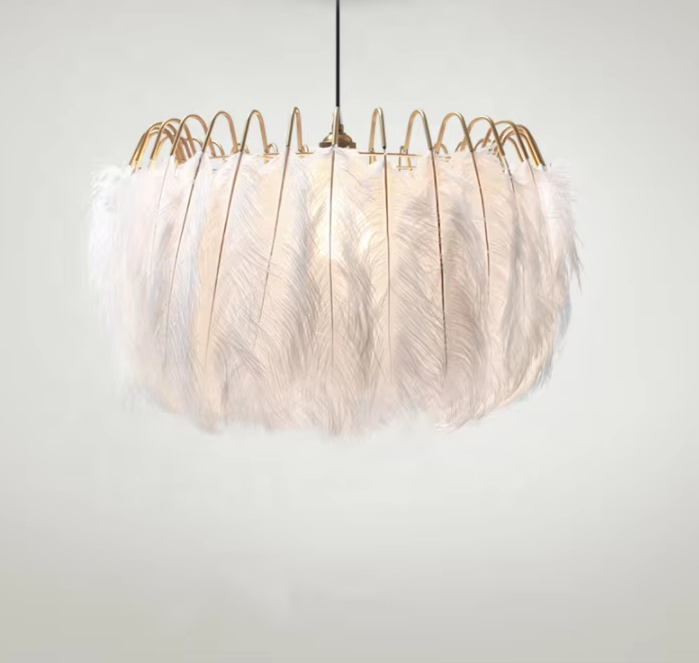 Designed Led Feather Chandelier Lamp white feather Pendant Lamp ETL89077 factory