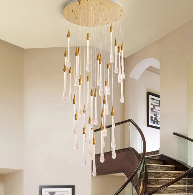 Meteor shower glass chandelier lighting high ceiling drop lights stair chandelier modern pendant light ETL8910036 details