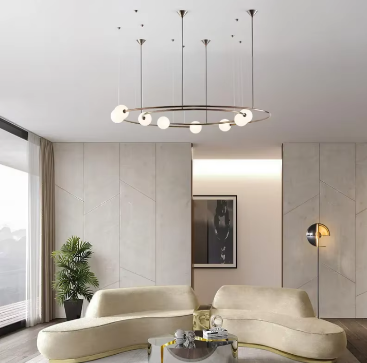 Wholesale Artistic Round Metal G9 Glass Chandelier Villa Hotel Restaurant Decor Ball Pendant Light supplier