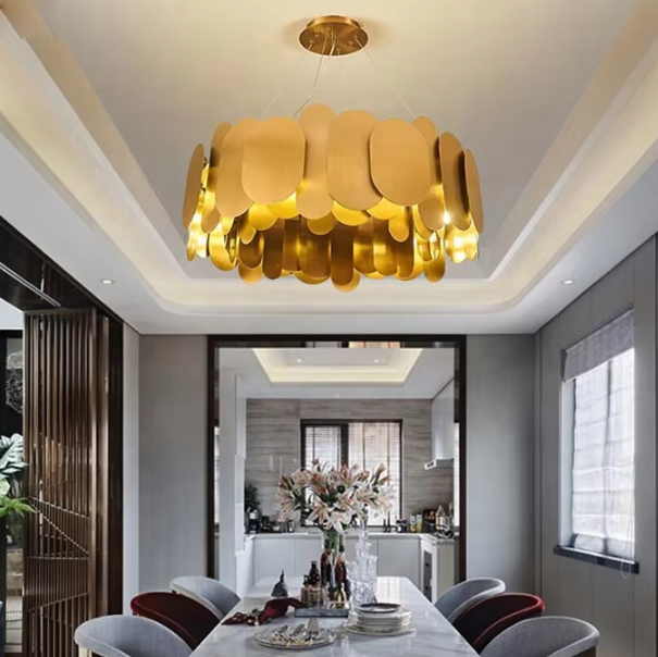 Luxury stainless steel chandelier circle modern kitchen modern pendant light hanging decorative lamp ETL89100110 manufacture