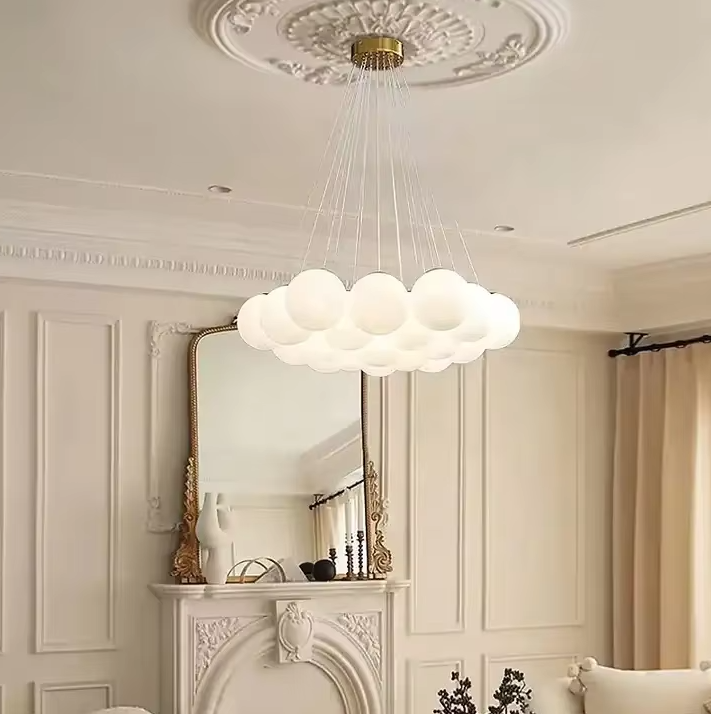 Living Room Glass Chandelier Hanging Lamp Living Room Villa Decoration Bubbles Cloud Pendant Lights manufacture